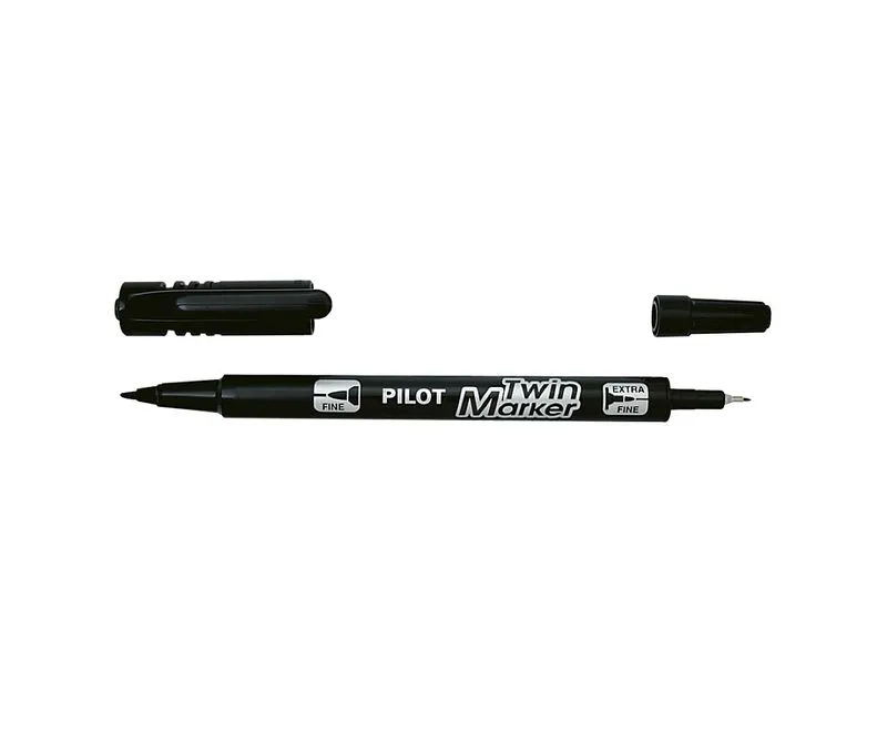 Rechizite Școlare - Marker permanent Twin Pilot 2 capete negru