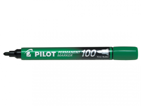Birotică și Papetărie - Marker permanent verde varf rotund 3mm 100 pilot