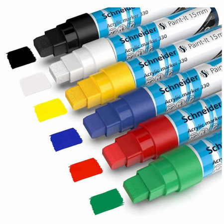 Art & Craft si Artizanat - Schneider - Marker cu vopsea acrilica Paint-It 330 15 mm Schneider, Alb- Micostore.ro