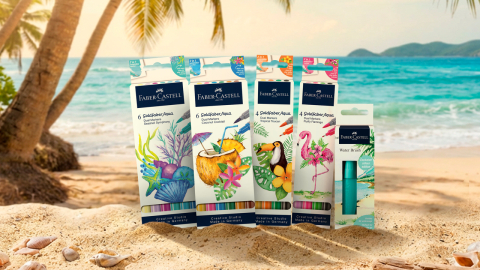 Marker solubil 2 capete set 4 bucati tropical collection flamingo goldfaber faber-castell [3]