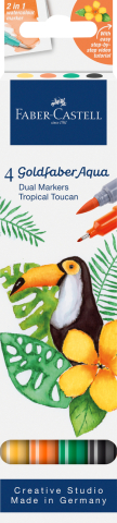 Birotică și Papetărie - Marker solubil 2 capete set 4 bucati tropical collection toucan goldfaber faber-castell