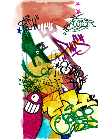 Marker solubil 2 capete set 6 buc graffiti goldfaber faber-castell [1]