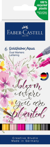 Birotică și Papetărie - Marker solubil 2 capete set 6 buc lettering goldfaber faber-castell