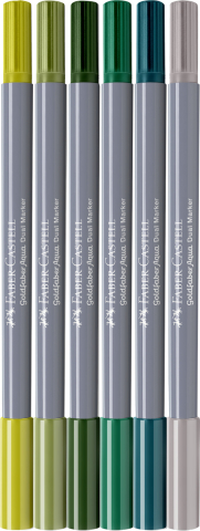 Marker solubil 2 capete set 6 buc lettering jungle goldfaber faber-castell [2]