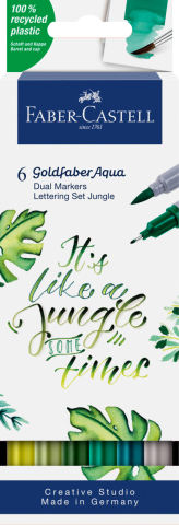 Birotică și Papetărie - Marker solubil 2 capete set 6 buc lettering jungle goldfaber faber-castell