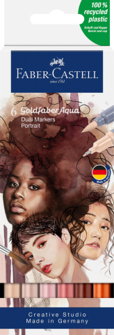 Birotică și Papetărie - Marker solubil 2 capete set 6 buc portret goldfaber faber-castell