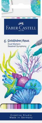 Birotică și Papetărie - Marker solubil 2 capete set 6 bucati tropical collection scoici goldfaber faber-castell