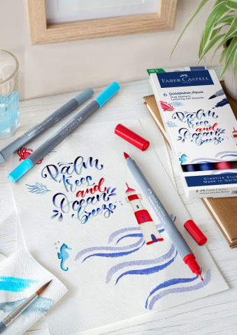 Marker solubil 2 capete set 6 lettering goldfaber faber-castell [3]