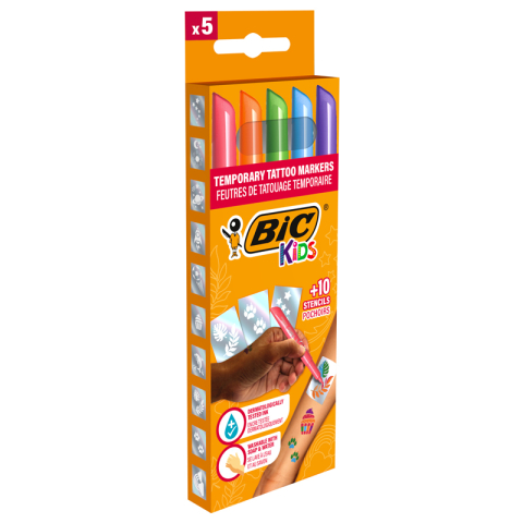 Marker tattoo kids set 5 markere + 10 sabloane bic [1]