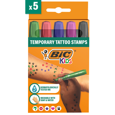 Markere, Textmarkere si Evidentiatoare - Marker tattoo kids set 5 markere varf stampila bic