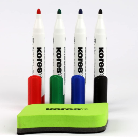 Marker whiteboard 4/set 3mm + burete magnetic kores [3]