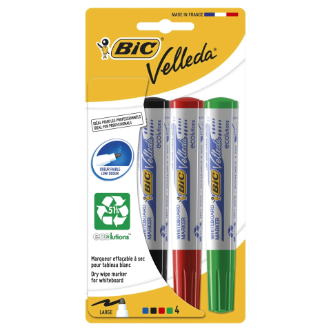 Birotică și Papetărie - Marker whiteboard 4/set velleda varf rotund 1701 bic