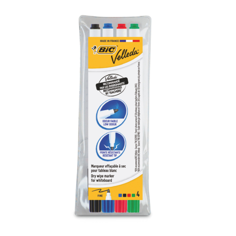 Birotică și Papetărie - Marker whiteboard 4/set velleda varf subtire 1721 bic