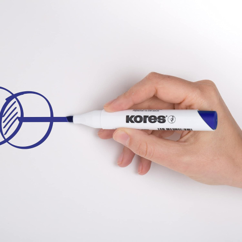 Marker whiteboard albastru varf tesit kores [1]