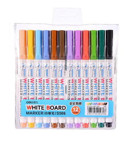 Birotică și Papetărie - Marker whiteboard slim set 12 buc deli