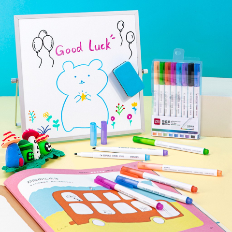 Marker whiteboard slim set 12 buc deli [1]
