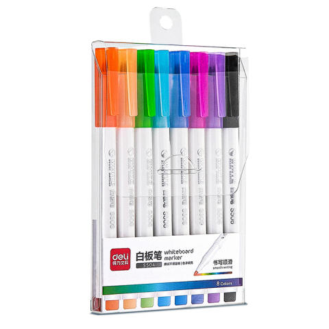 Birotică și Papetărie - Marker whiteboard slim set 8 bucati deli