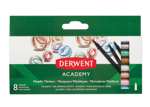 Birotică și Papetărie - Markere metalice 8 buc/set derwent academy