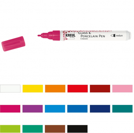 Markere Acrilice, Graffiti - Markere pentru sticla si portelan, varf mediu, Kreul Classic Medium, 16 culori