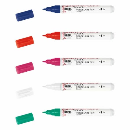 Markere Acrilice, Graffiti - Markere pentru sticla si portelan, varf subtire, Kreul Classic Fine, 5 culori