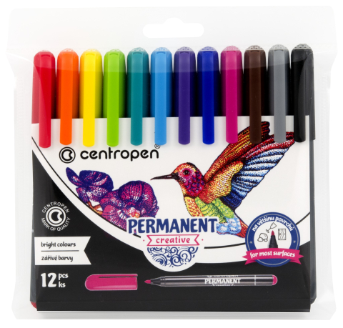 Birotică și Papetărie - Markere permanente creative slim 12/set centropen
