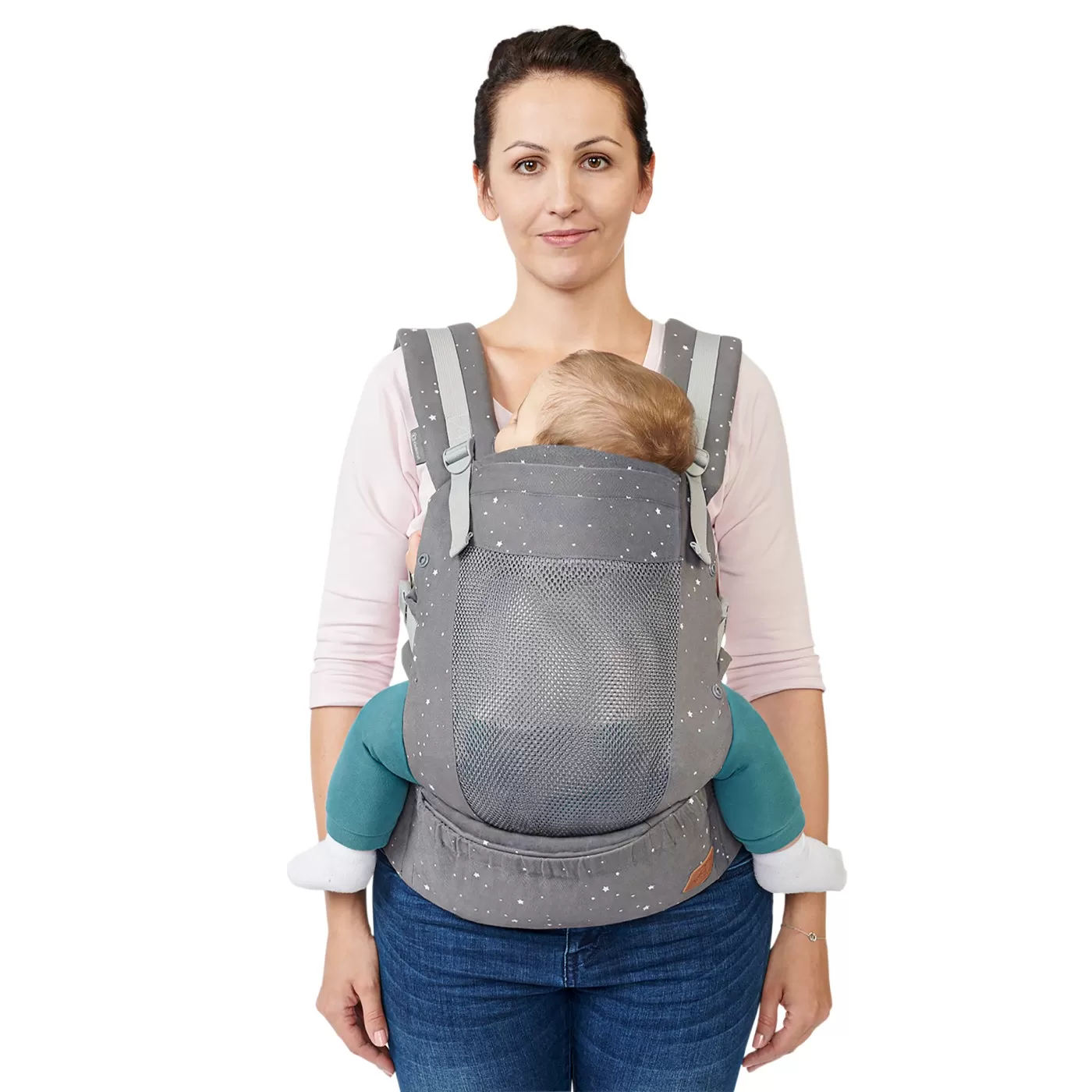 Marsupiu ergonomic kinderkraft huggy, grey, varsta de la 0 luni la 3 ani [6]