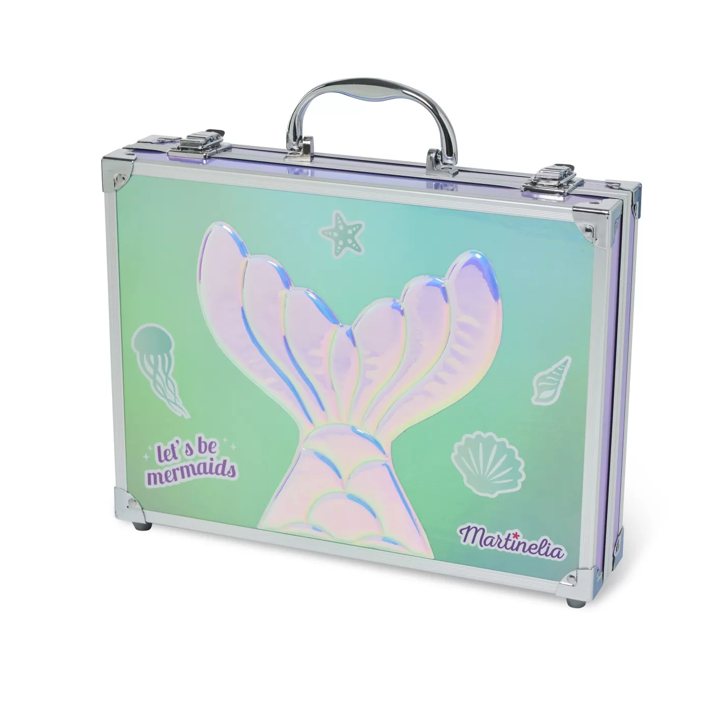 Jucării și Jocuri pentru copii - Martinelia let's be mermaids trusa de machiaj in cutie metalica, varsta de la 3 ani la +15 ani