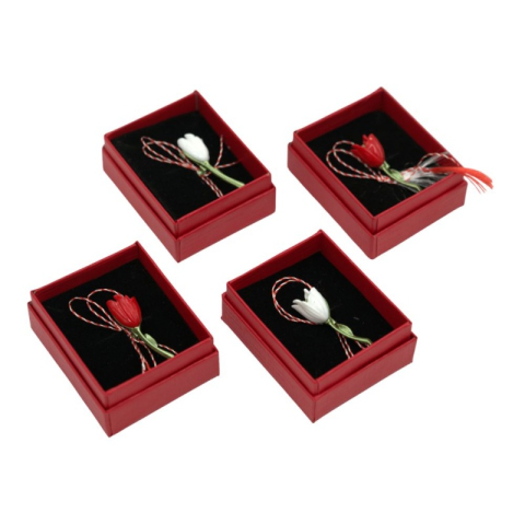 Birotică și Papetărie - Martisor - ghiocel metalic, cutie carton rosie