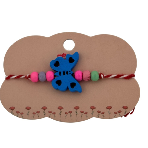 Martisor pentru copii - tip bratara, fir textil alb / rosu, diverse modele lemn [6]