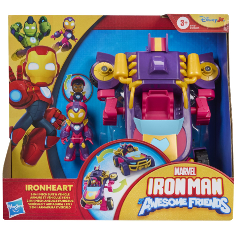 Jucării și Jocuri pentru copii - Marvel iron man si prietenii sai uimitori set vehicul 2 in 1 si figurina iron varsta 3 ani -7 ani
