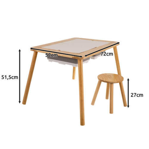 Masa Senzoriala cu Scaun, Montessori, din lemn, educativa, 51.5 x 52 x 72 cm [1]