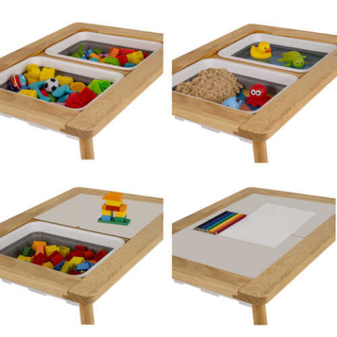 Masa Senzoriala cu Scaun, Montessori, din lemn, educativa, 51.5 x 52 x 72 cm [6]