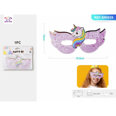 Accesorii pentru petrecere - Masca petrecere PartyGo, unicorn, BR0029, set 6 buc