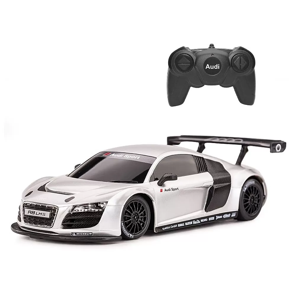 Mașini, trenulețe, vehicule - Masina cu telecomanda audi r8 alb cu scara 1 la 24, varsta de la 3 ani la +15 ani
