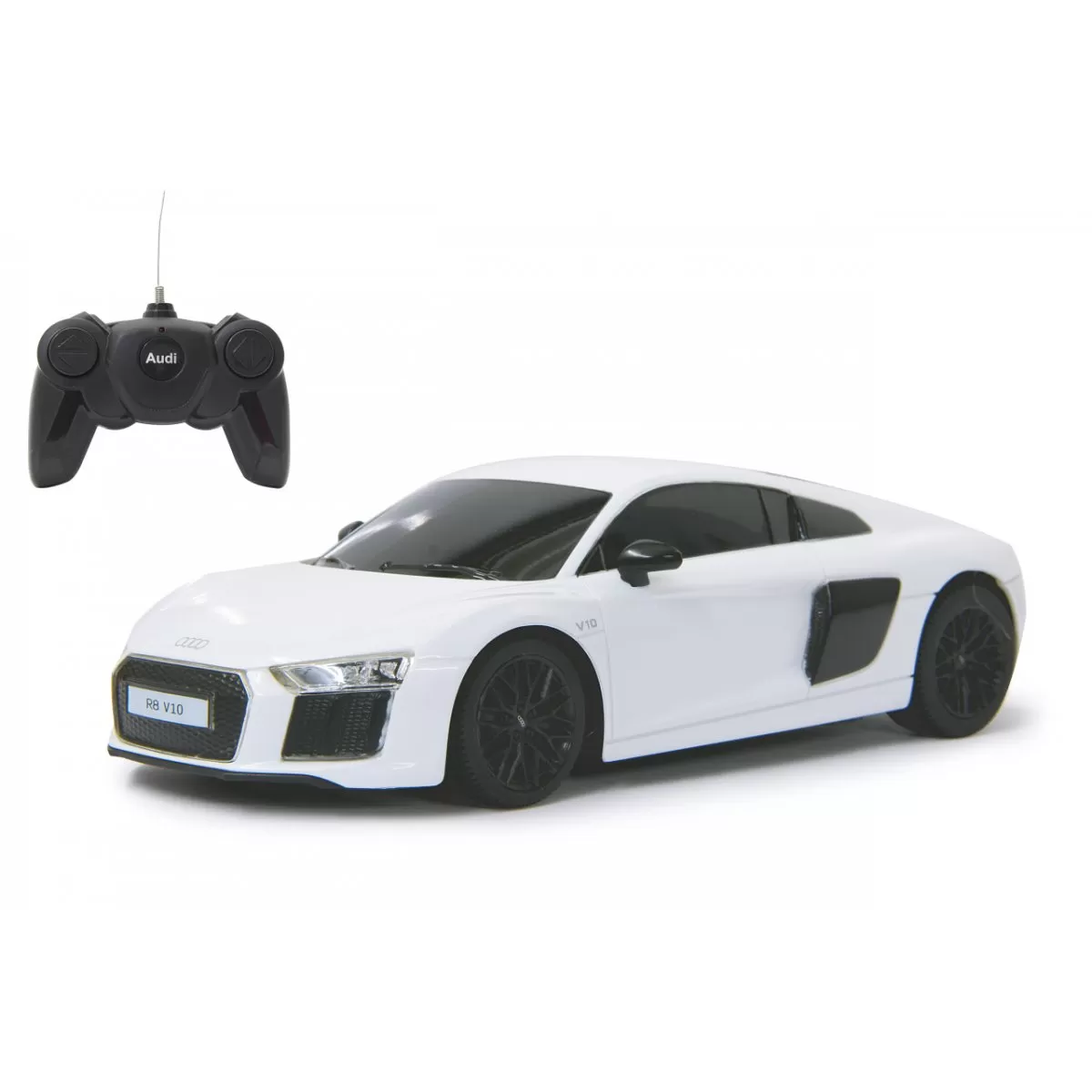 Mașini, trenulețe, vehicule - Masina cu telecomanda audi r8 alb cu scara 1 la 24, varsta de la 3 ani la +15 ani