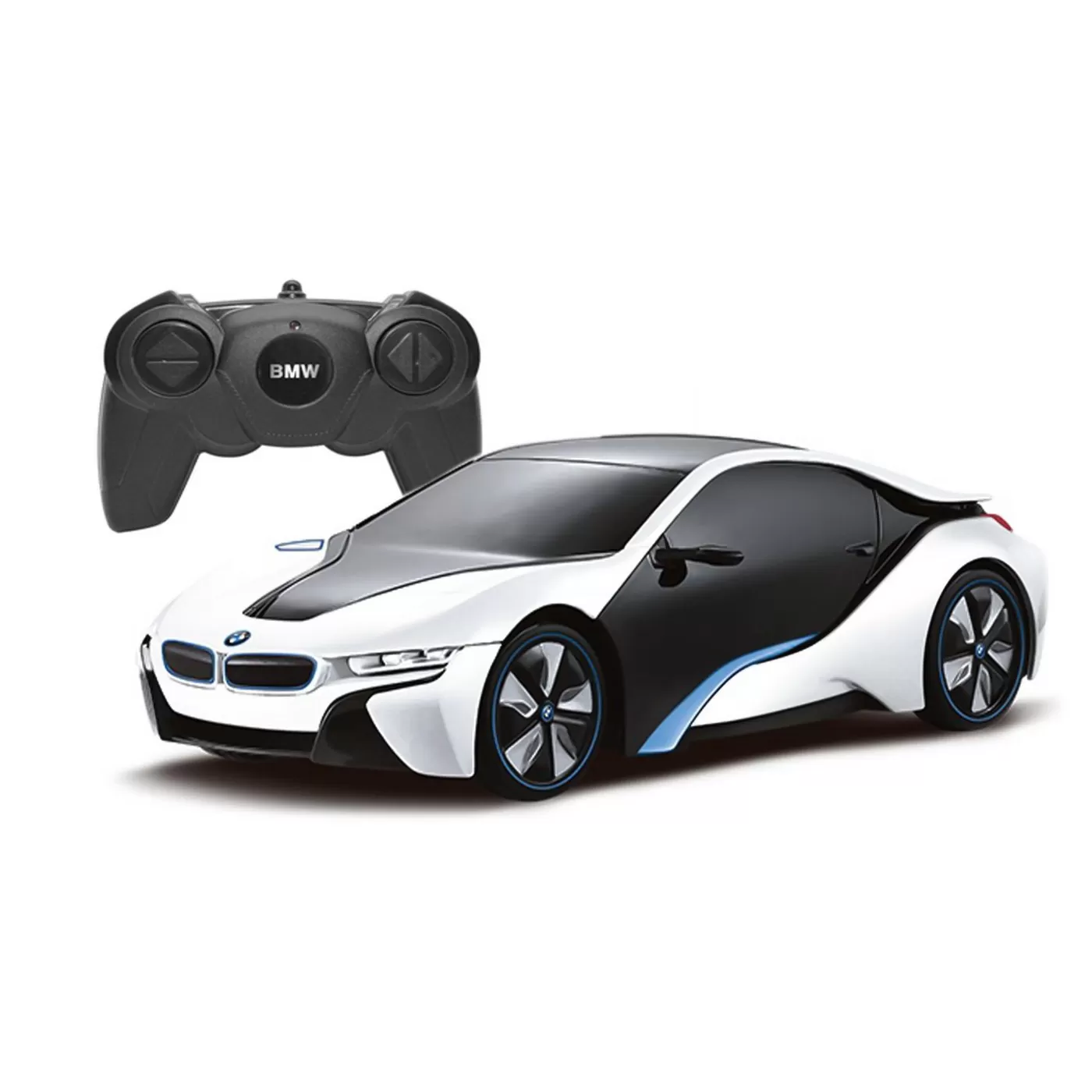 Mașini, trenulețe, vehicule - Masina cu telecomanda bmw i8 alba scara 1 la 24, varsta de la 3 ani la +15 ani