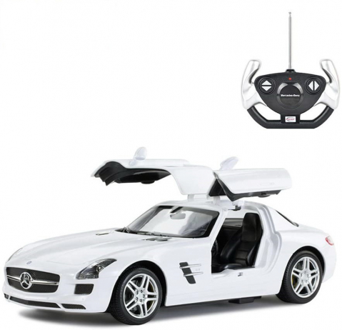 Jucării și Jocuri pentru copii - Masina cu telecomanda mercedes-benz sls alb scara 1 la 14, varsta de la 3 ani la +15 ani