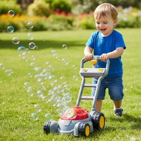 Masina de Tuns Iarba cu Bule de Sapun, Lumini si Muzica, Rezervor 110ml, Rosu / Gri [10]