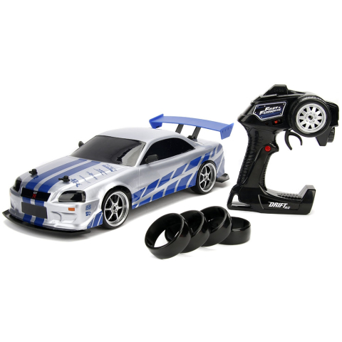 Jucării și Jocuri pentru copii - Masina Jada Toys Fast and Furious Nissan Skyline GTR Drift cu anvelope si telecomanda