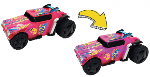 Jucării și Jocuri pentru copii - Masinuta cu lumini, sunete si sistem pullback racer, scara 1/24, roz