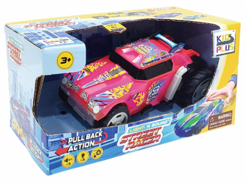 Masinuta cu lumini, sunete si sistem pullback racer, scara 1/24, roz [1]