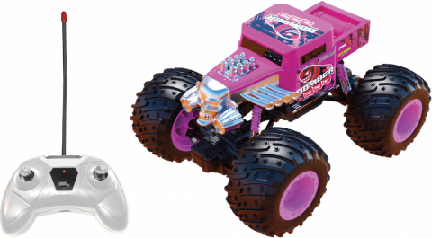 Jucării și Jocuri pentru copii - Masinuta cu telecomanda tip camion beast runners, scara 1/24, 21cm, roz