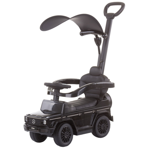 Jucării și Jocuri pentru copii - Masinuta de impins Chipolino Mercedes G350 black cu maner si copertina