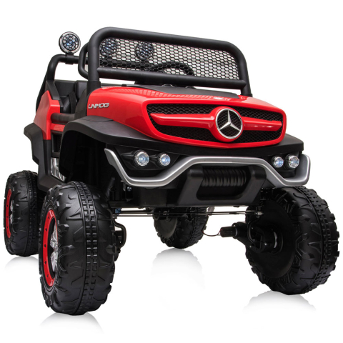 Masinuta electrica Chipolino OffRoad Mercedes Unimog cu scaun din piele si roti EVA red [10]