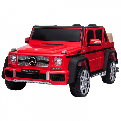 Jucării și Jocuri pentru copii - Masinuta electrica Chipolino SUV Mercedes Maybach G650 red cu scaun din piele si roti EVA
