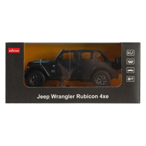 Jucării și Jocuri pentru copii - Masinuta metalica jeep wrangler rubicon 4xe negru cu scara 1 la 32