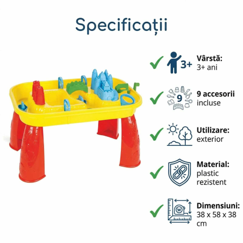 Masuta activitati apa si nisip copii 3+ ani | set cu accesorii exterior [6]