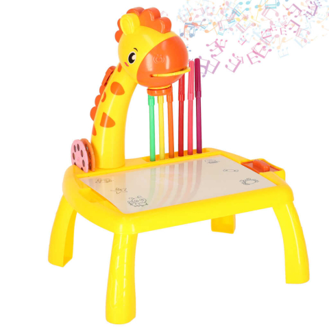 Art & Craft si Artizanat - Masuta de Desen cu Proiector si Diapozitive, Girafa, Galben