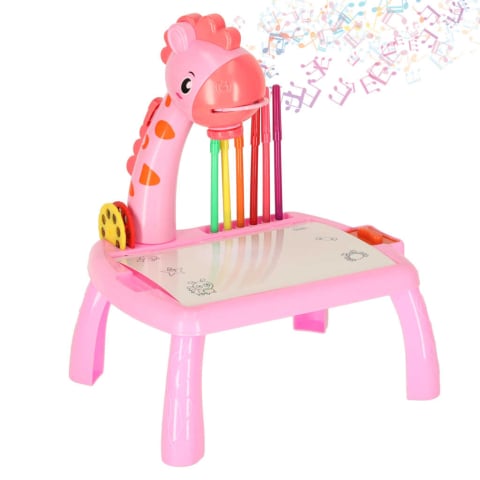 Art & Craft si Artizanat - Masuta de Desen cu Proiector si Diapozitive, Girafa, Roz