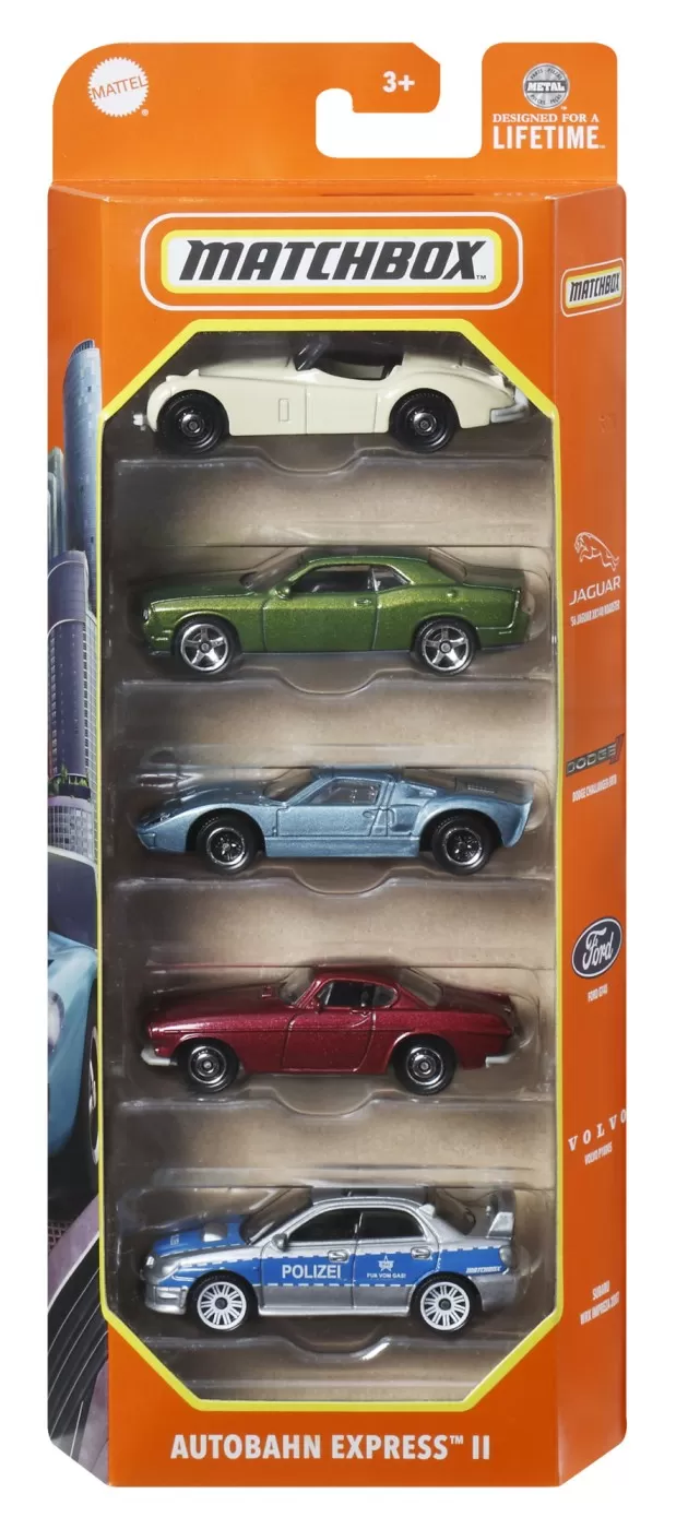 Mașinuțe copii, Camioane de Jucărie - Matchbox set 5 masinute metalice autobahn express ii scara 1:64, varsta de la 3 ani la 12 ani